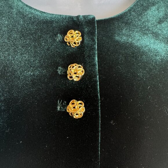 Vintage R&M Richards by Karen Kwong Green Velvet Long Tunic Top M/L Victorian - Picture 2 of 8